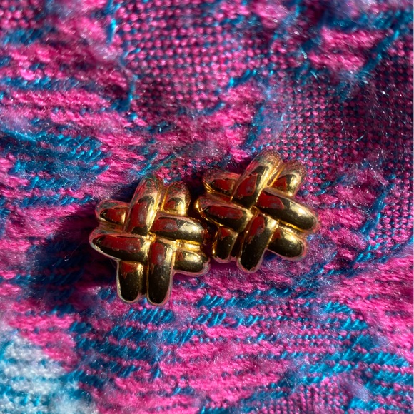 Vintage Gold Knot Earrings - Tiffany's inspired earring unique half-knot jewelry - Picture 1 of 4